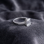 Classic Rectangular Solitaire Statement Ring in 925 Sterling Silver