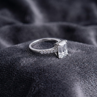 Classic Rectangular Solitaire Statement Ring in 925 Sterling Silver