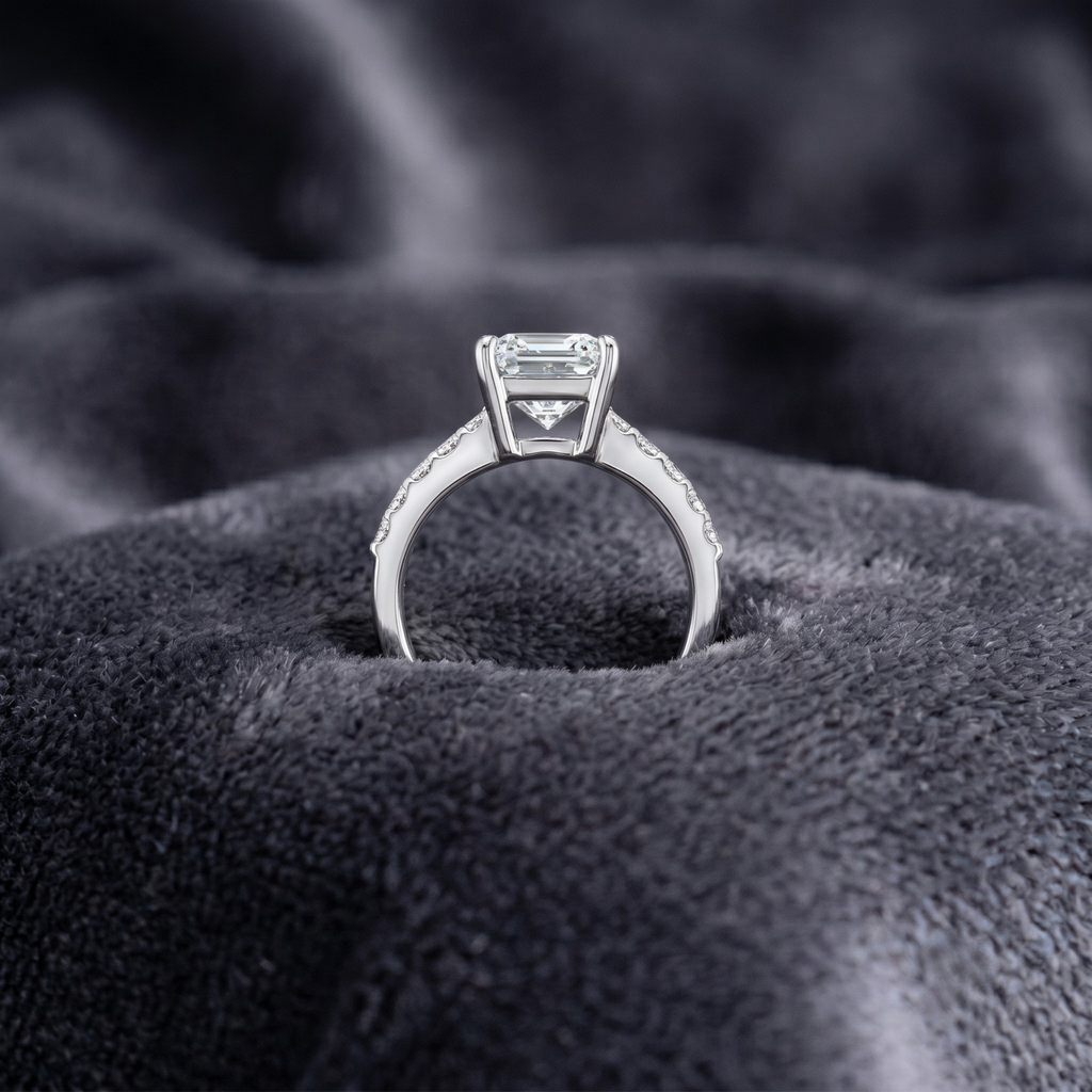 Classic Rectangular Solitaire Statement Ring in 925 Sterling Silver