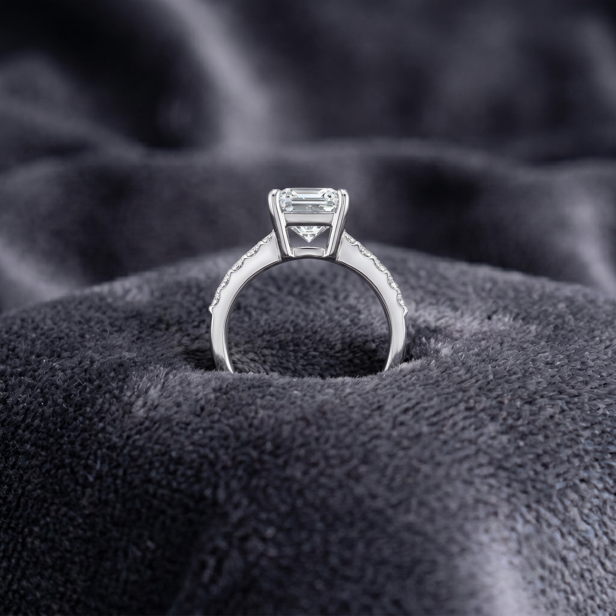 Classic Rectangular Solitaire Statement Ring in 925 Sterling Silver