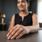 Classic Rectangular Solitaire Statement Ring in 925 Sterling Silver