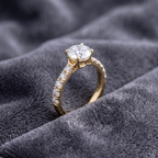 Round Cut Solitaire Ring with Pavé Band in 925 Sterling Silver