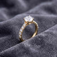 Round Cut Solitaire Ring with Pavé Band in 925 Sterling Silver