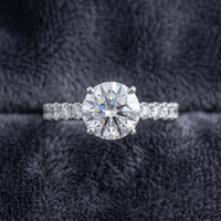 Round Cut Solitaire Ring with Pavé Band in 925 Sterling Silver