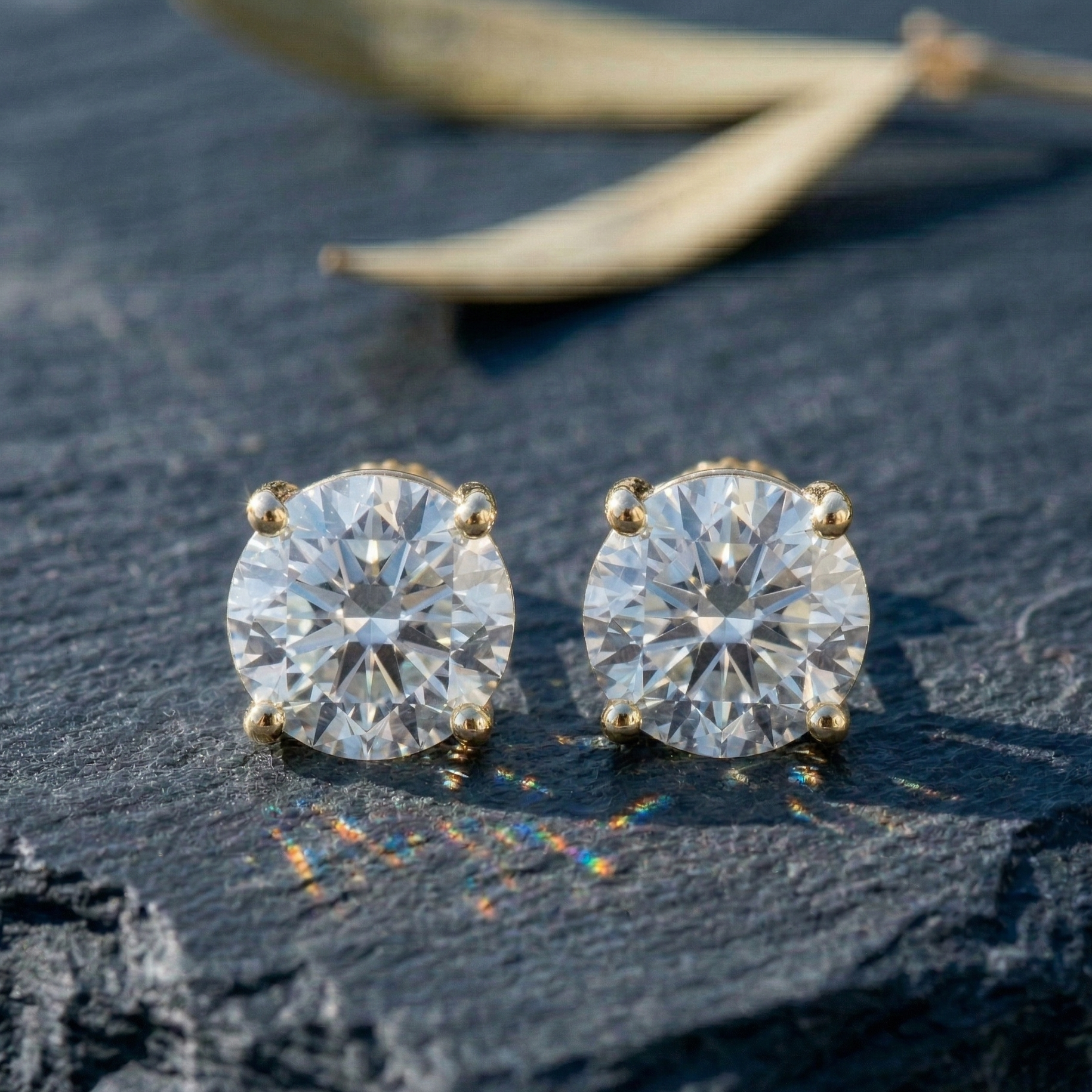 Classic Round Solitaire Studs - 925 Sterling Silver