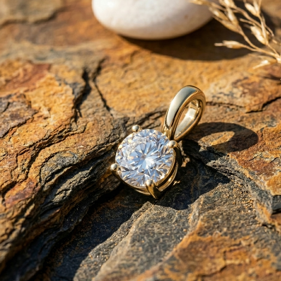Essential Round Solitaire Pendant | 925 Sterling Silver