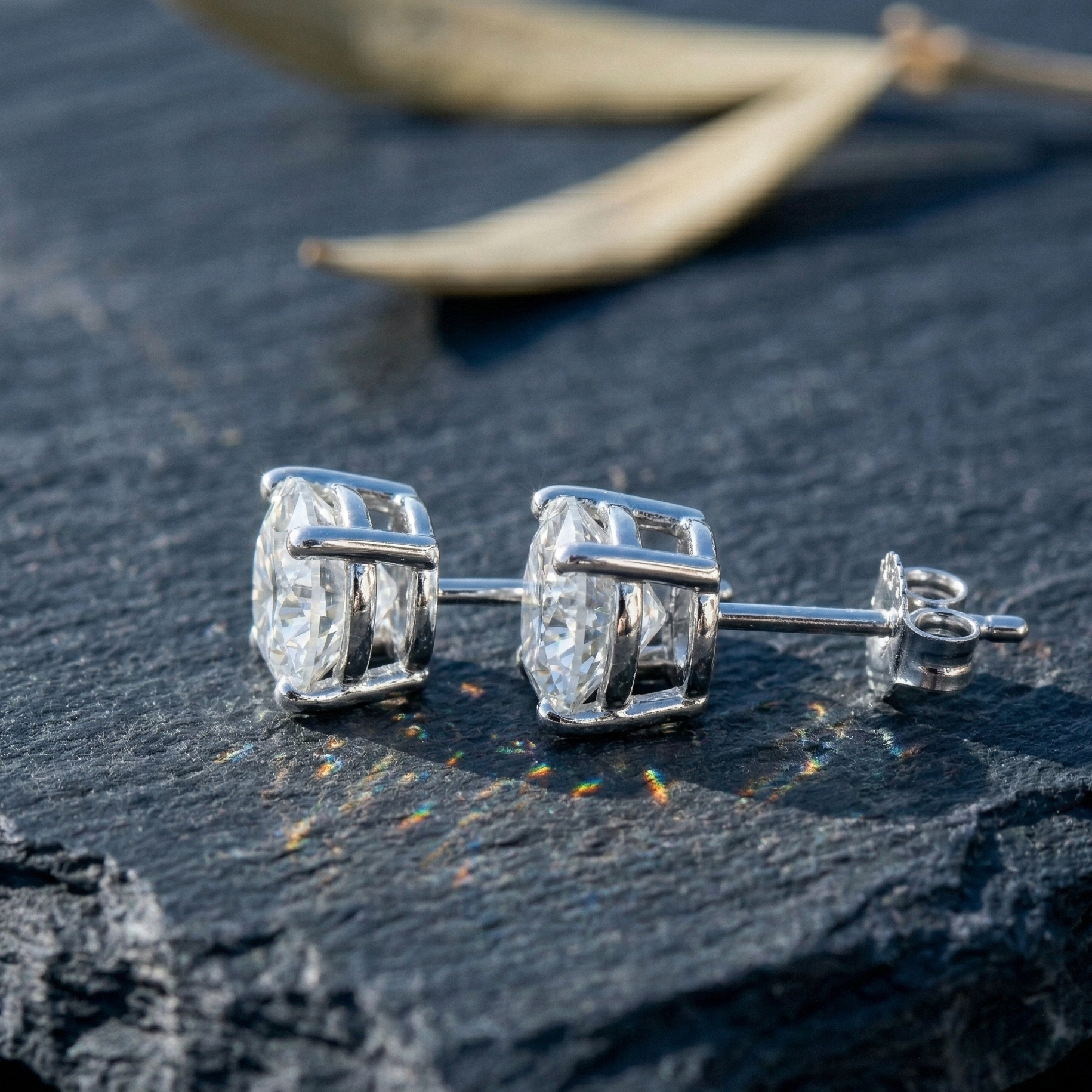 Classic Round Solitaire Studs - 925 Sterling Silver