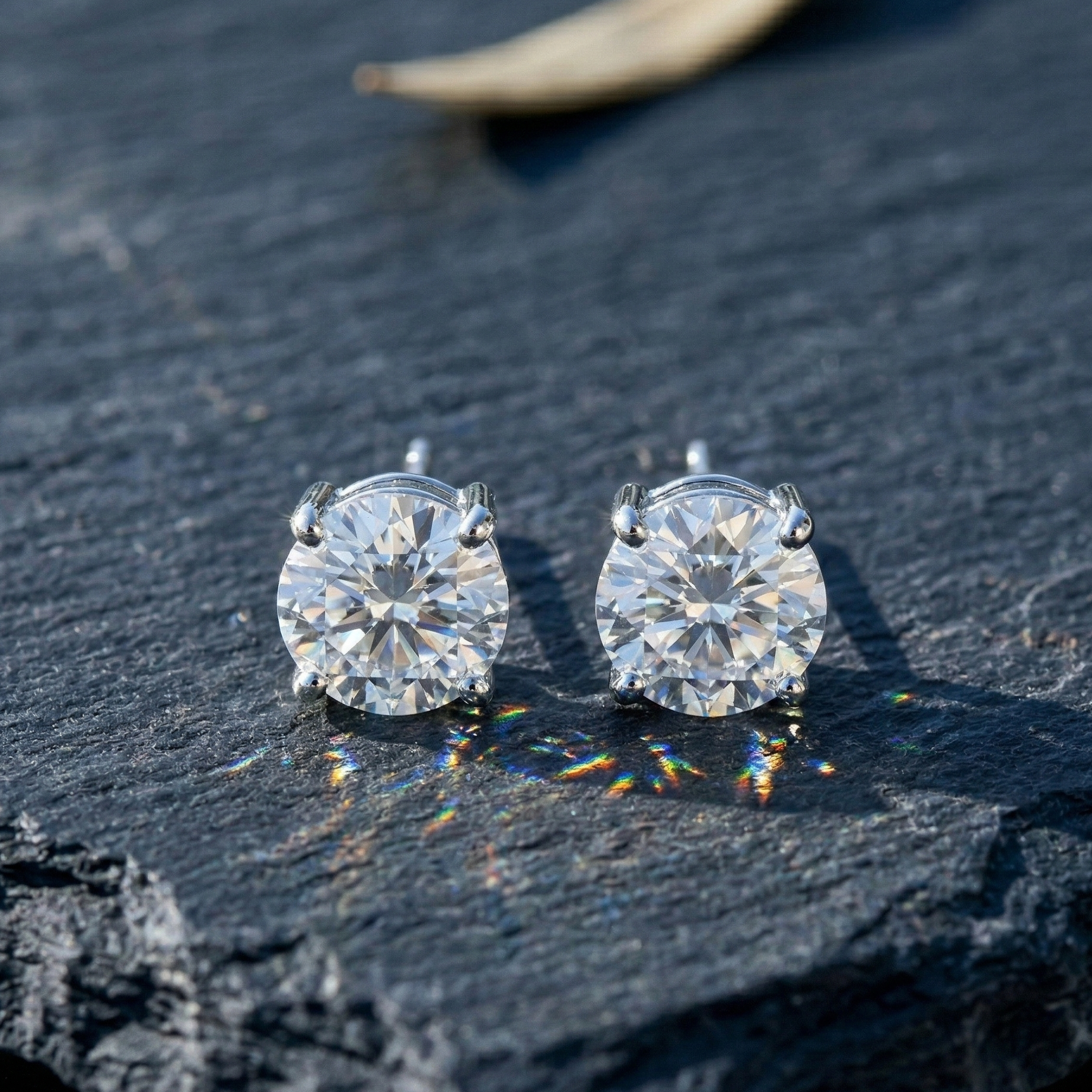 Classic Round Solitaire Studs - 925 Sterling Silver