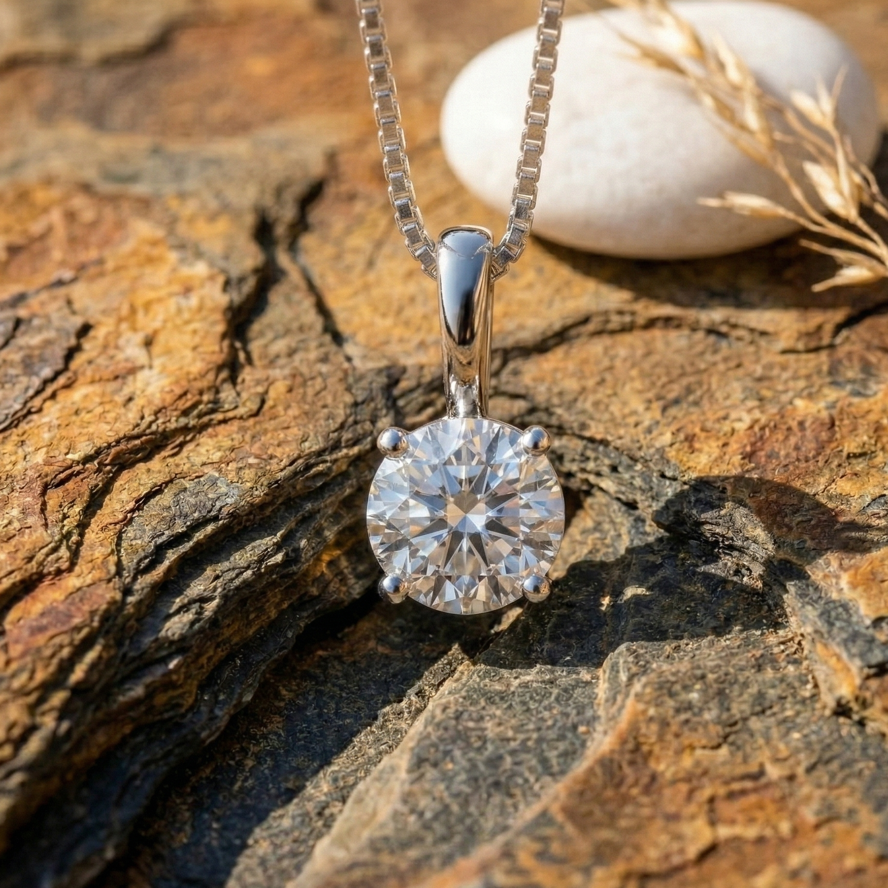 Essential Round Solitaire Pendant | 925 Sterling Silver