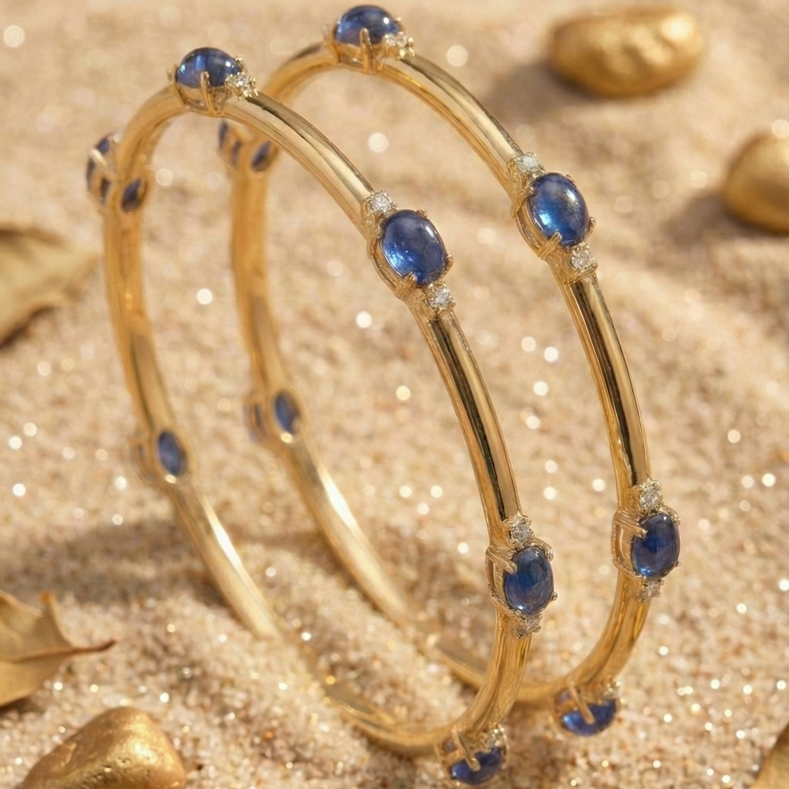 The Royal Sapphire Oval Bangle in 925 Sterling Silver