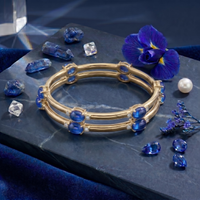 The Royal Sapphire Oval Bangle in 925 Sterling Silver