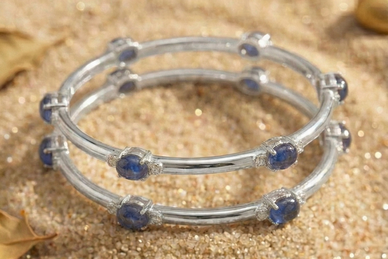 The Royal Sapphire Oval Bangle in 925 Sterling Silver