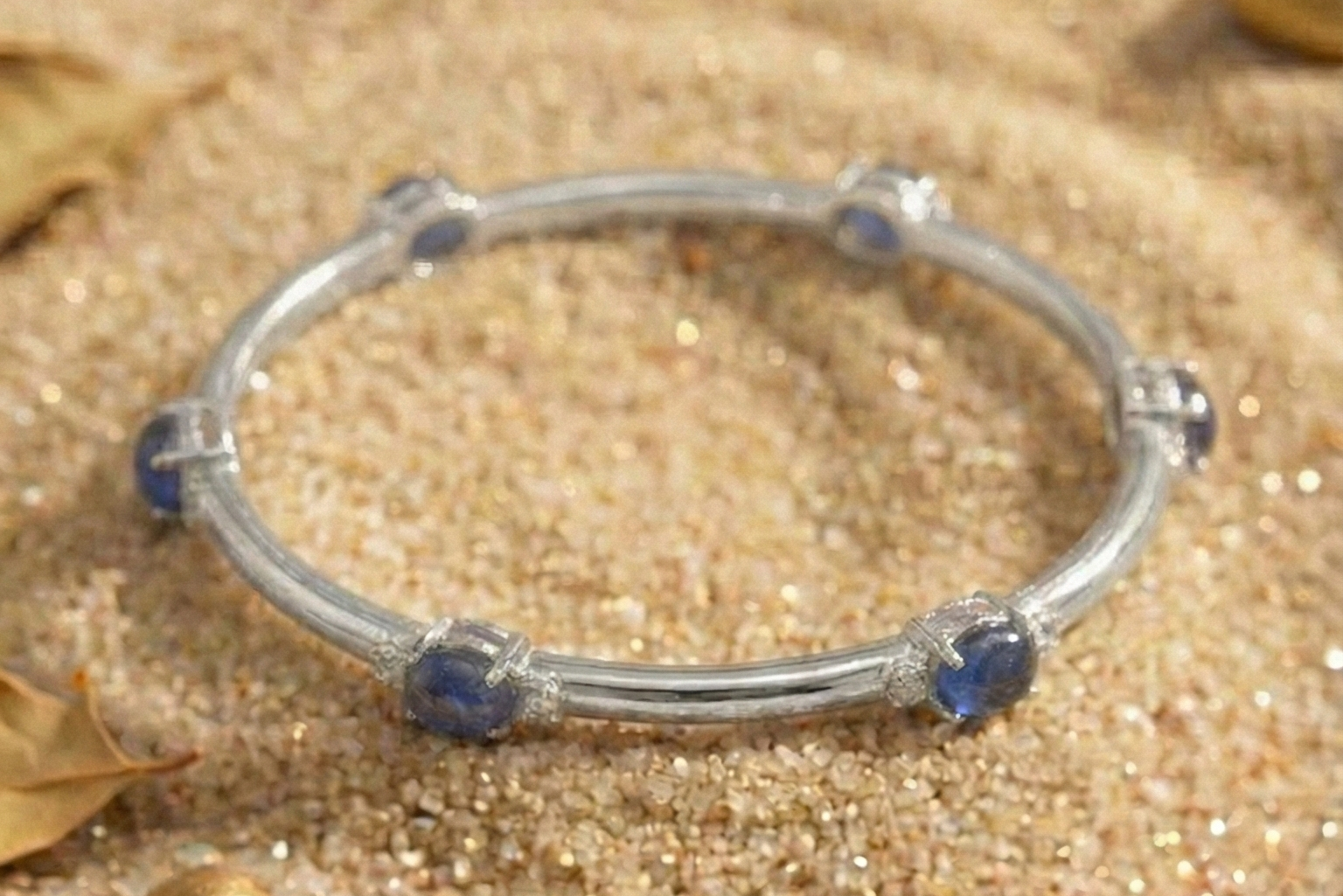 The Royal Sapphire Oval Bangle in 925 Sterling Silver