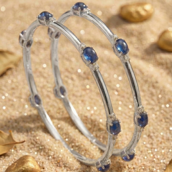 The Royal Sapphire Oval Bangle in 925 Sterling Silver