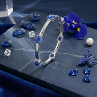 The Royal Sapphire Oval Bangle in 925 Sterling Silver