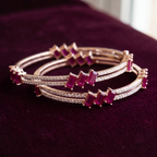 Signature Ruby Trio Baguette Bangle in 925 Sterling Silver