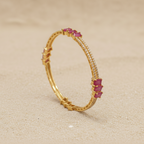 Signature Ruby Trio Baguette Bangle in 925 Sterling Silver