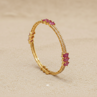 Signature Ruby Trio Baguette Bangle in 925 Sterling Silver