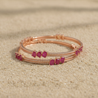 Signature Ruby Trio Baguette Bangle in 925 Sterling Silver