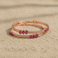 Signature Ruby Trio Baguette Bangle in 925 Sterling Silver