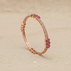 Signature Ruby Trio Baguette Bangle in 925 Sterling Silver