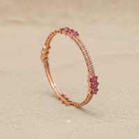 Signature Ruby Trio Baguette Bangle in 925 Sterling Silver