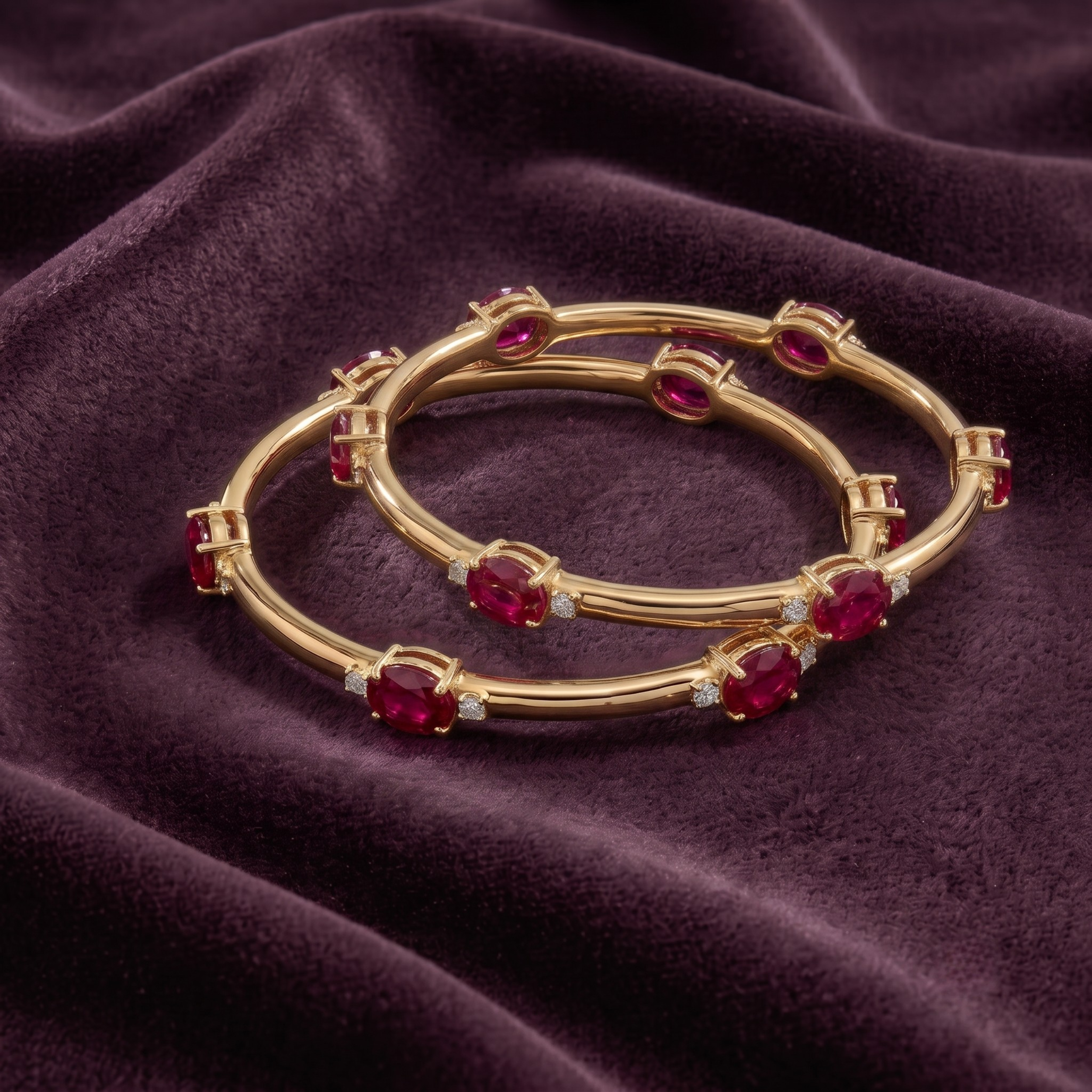 The Royal Ruby Oval Bangle in 925 Sterling Silver