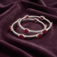 The Royal Ruby Oval Bangle in 925 Sterling Silver