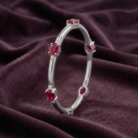 The Royal Ruby Oval Bangle in 925 Sterling Silver