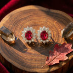 Oval Ruby Halo Pendant Set in 925 Sterling Silver
