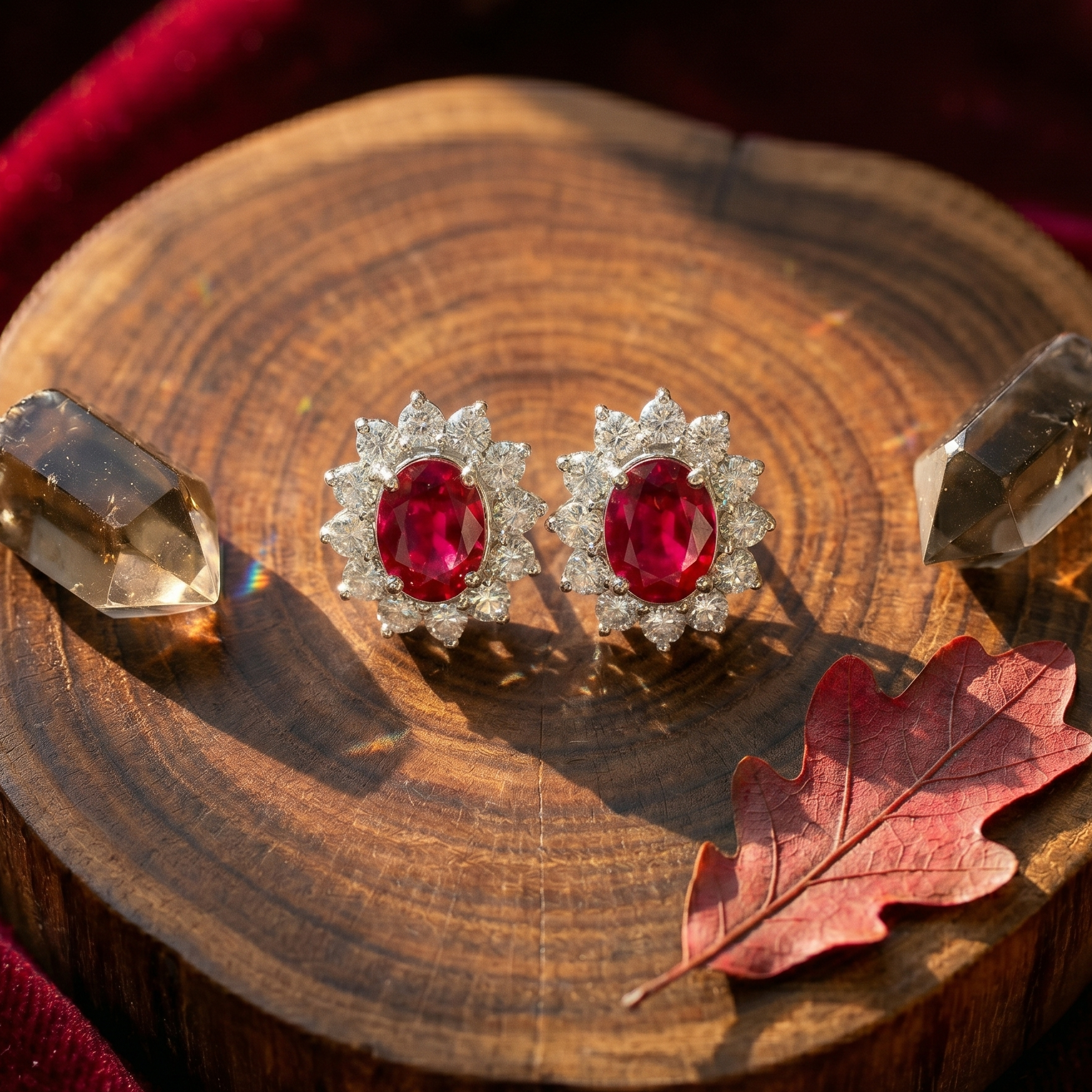 Oval Ruby Halo Pendant Set in 925 Sterling Silver