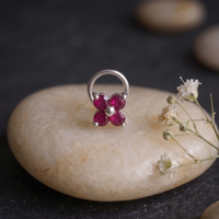 Ruby Quatrefoil Nose Pin in 925 Sterling Silver