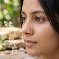 Ruby Quatrefoil Nose Pin in 925 Sterling Silver