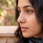 Ruby Sunburst Halo Nose Pin in 925 Sterling Silver