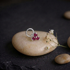 Ruby Trinity Cluster Nose Pin in 925 Sterling Silver