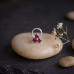 Ruby Trinity Cluster Nose Pin in 925 Sterling Silver