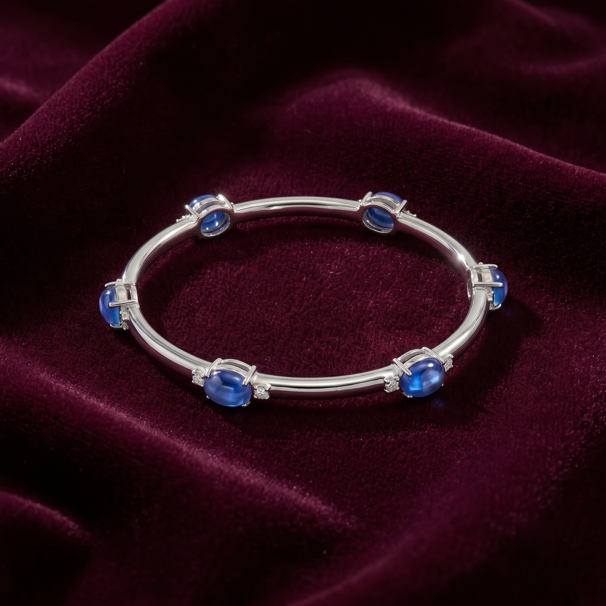 The Royal Sapphire Oval Bangle in 925 Sterling Silver