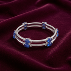 The Royal Sapphire Oval Bangle in 925 Sterling Silver