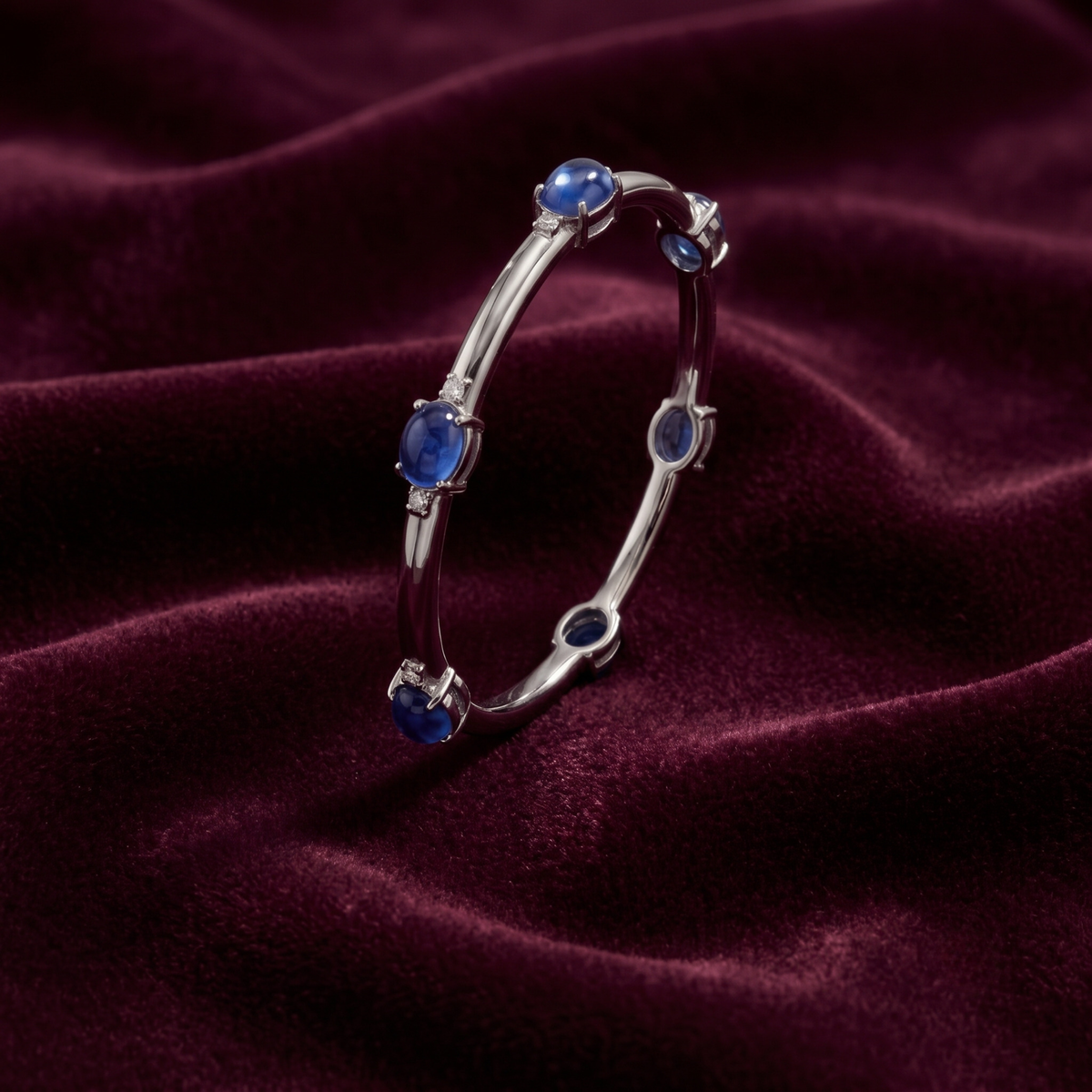 The Royal Sapphire Oval Bangle in 925 Sterling Silver