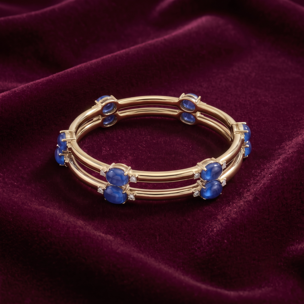 The Royal Sapphire Oval Bangle in 925 Sterling Silver