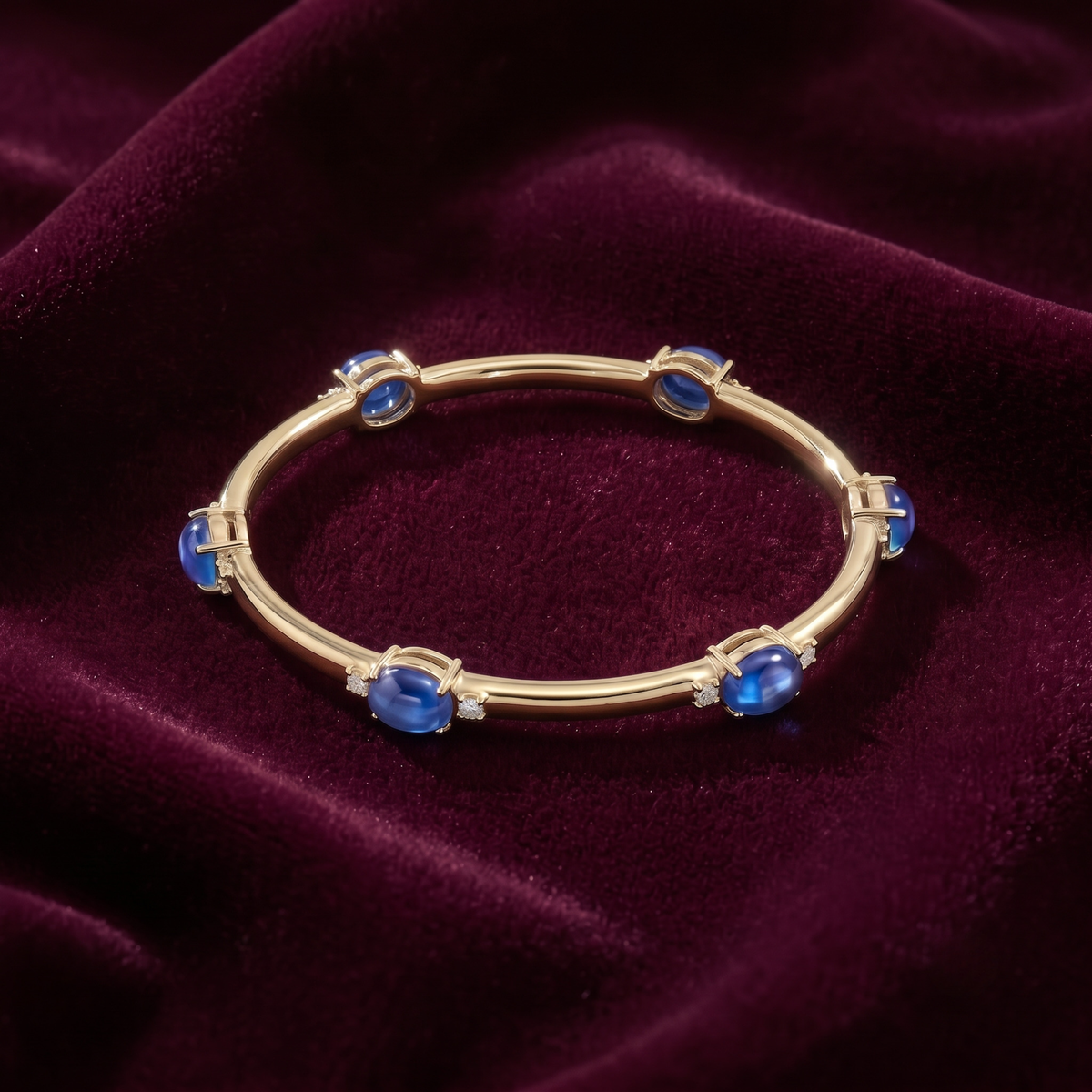 The Royal Sapphire Oval Bangle in 925 Sterling Silver