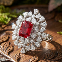 925 Sterling Silver Scarlet Petal Adjustable Cocktail Ring