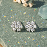 Radiant Floral Cluster Studs - 925 Sterling Silver