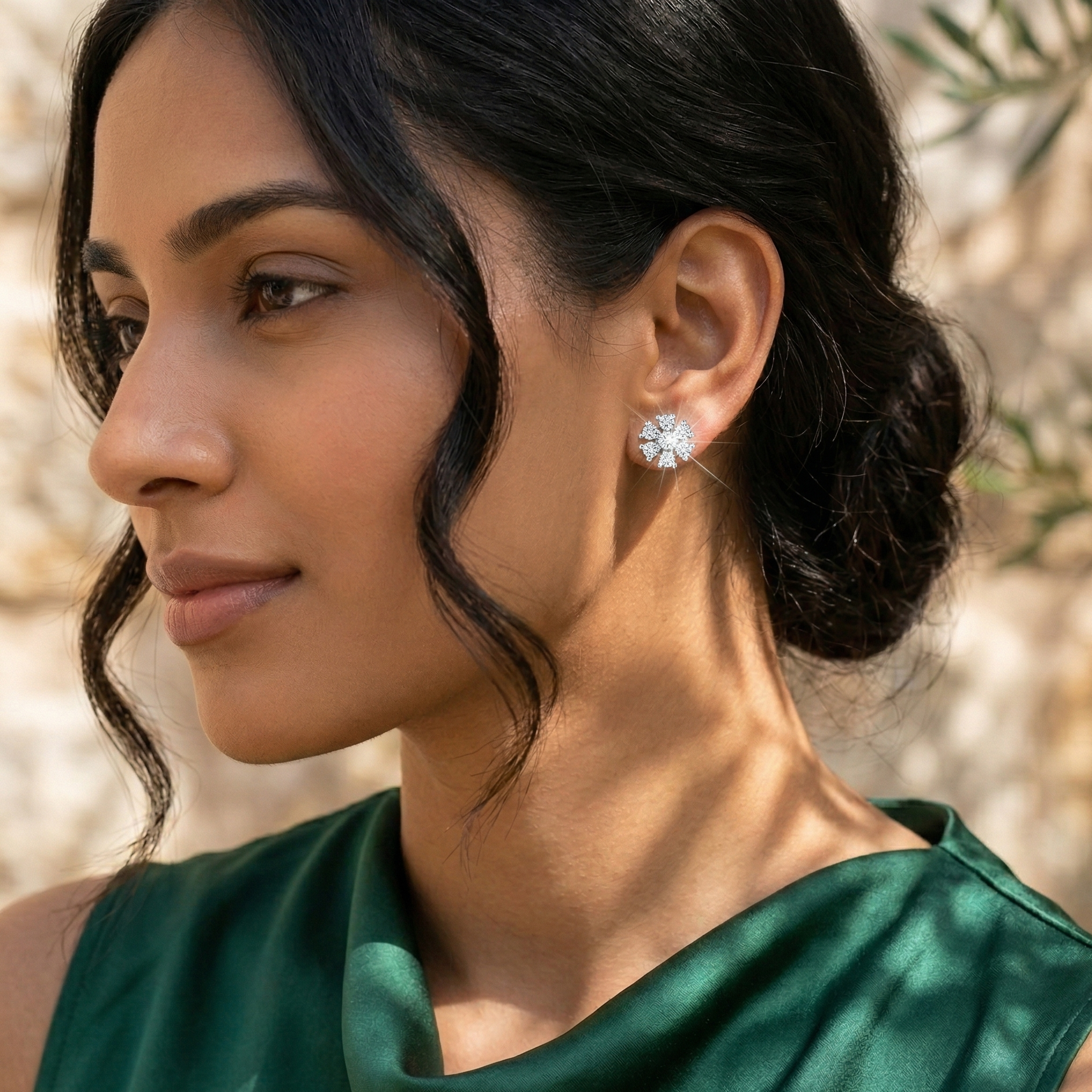 Radiant Floral Cluster Studs - 925 Sterling Silver