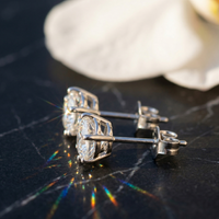 Timeless Six-Prong Round Solitaire Studs - 925 Sterling Silver