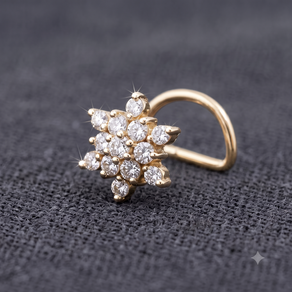 Brilliant Snowflake Nose Pin in 925 Sterling Silver