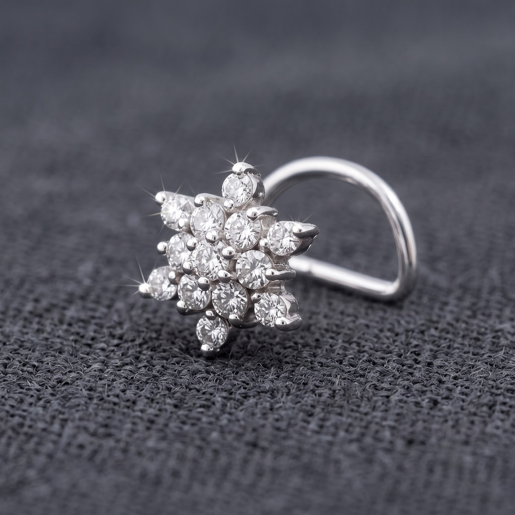 Brilliant Snowflake Nose Pin in 925 Sterling Silver