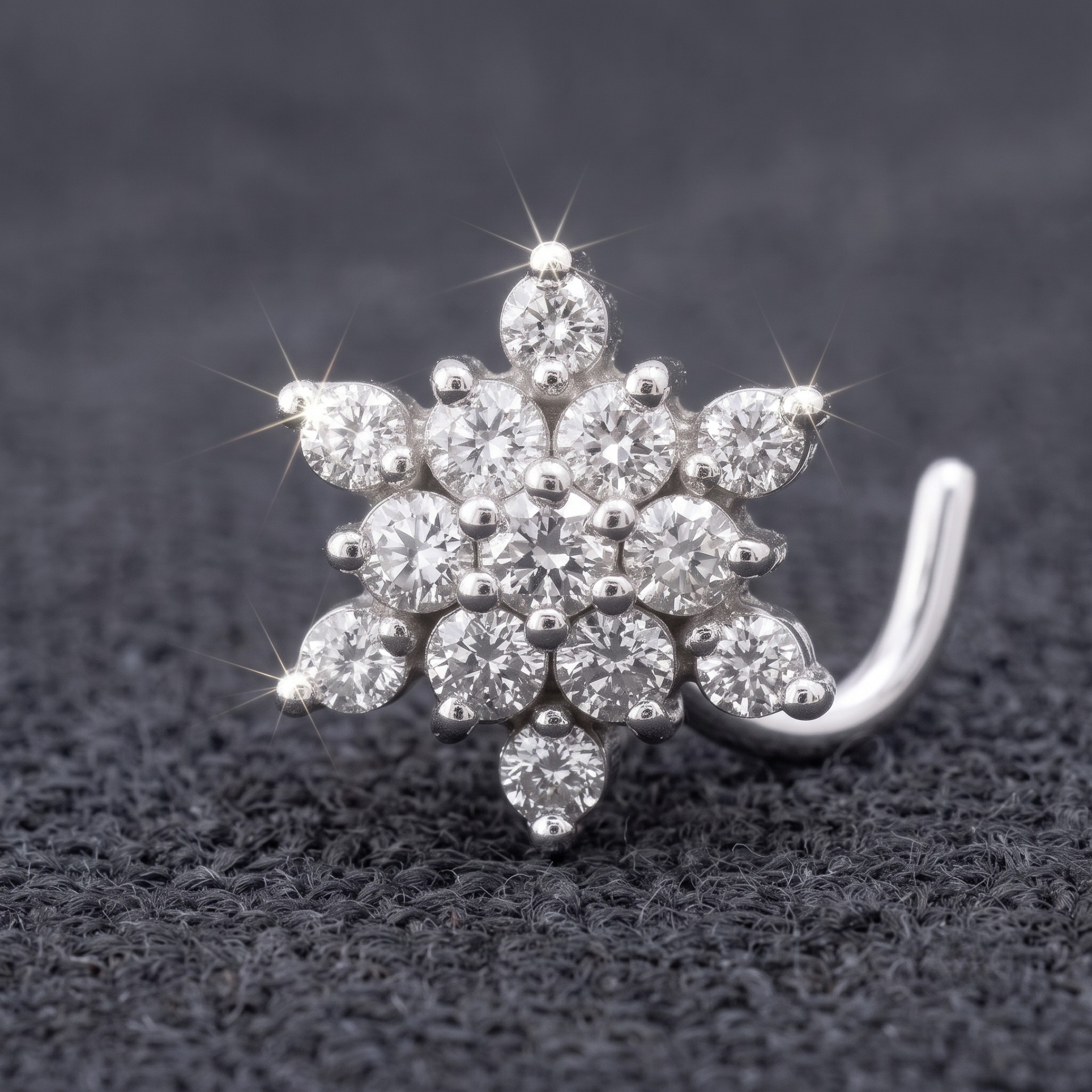 Brilliant Snowflake Nose Pin in 925 Sterling Silver