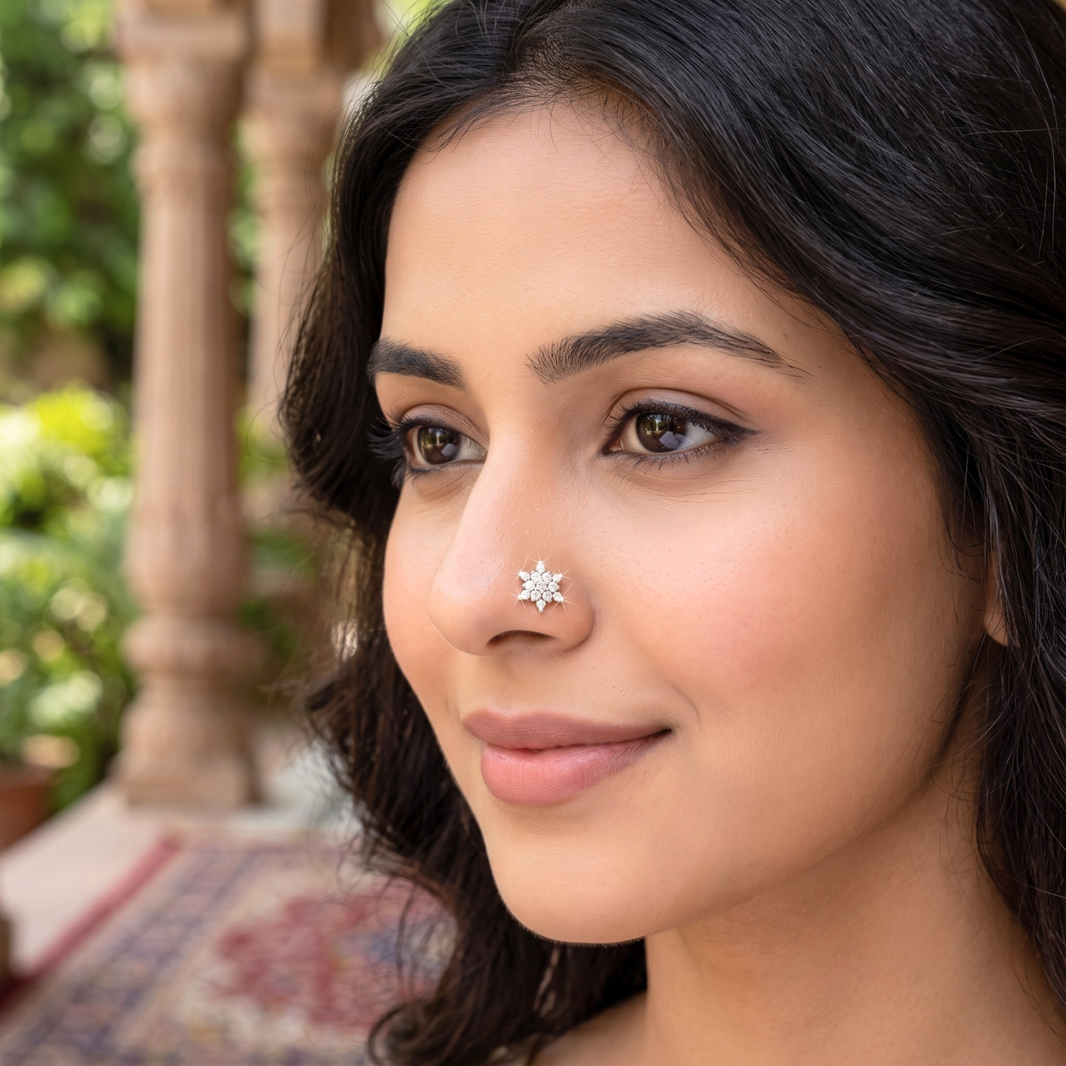 Brilliant Snowflake Nose Pin in 925 Sterling Silver