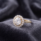 Classic Round Solitaire with CZ Halo Ring in 925 Sterling Silver